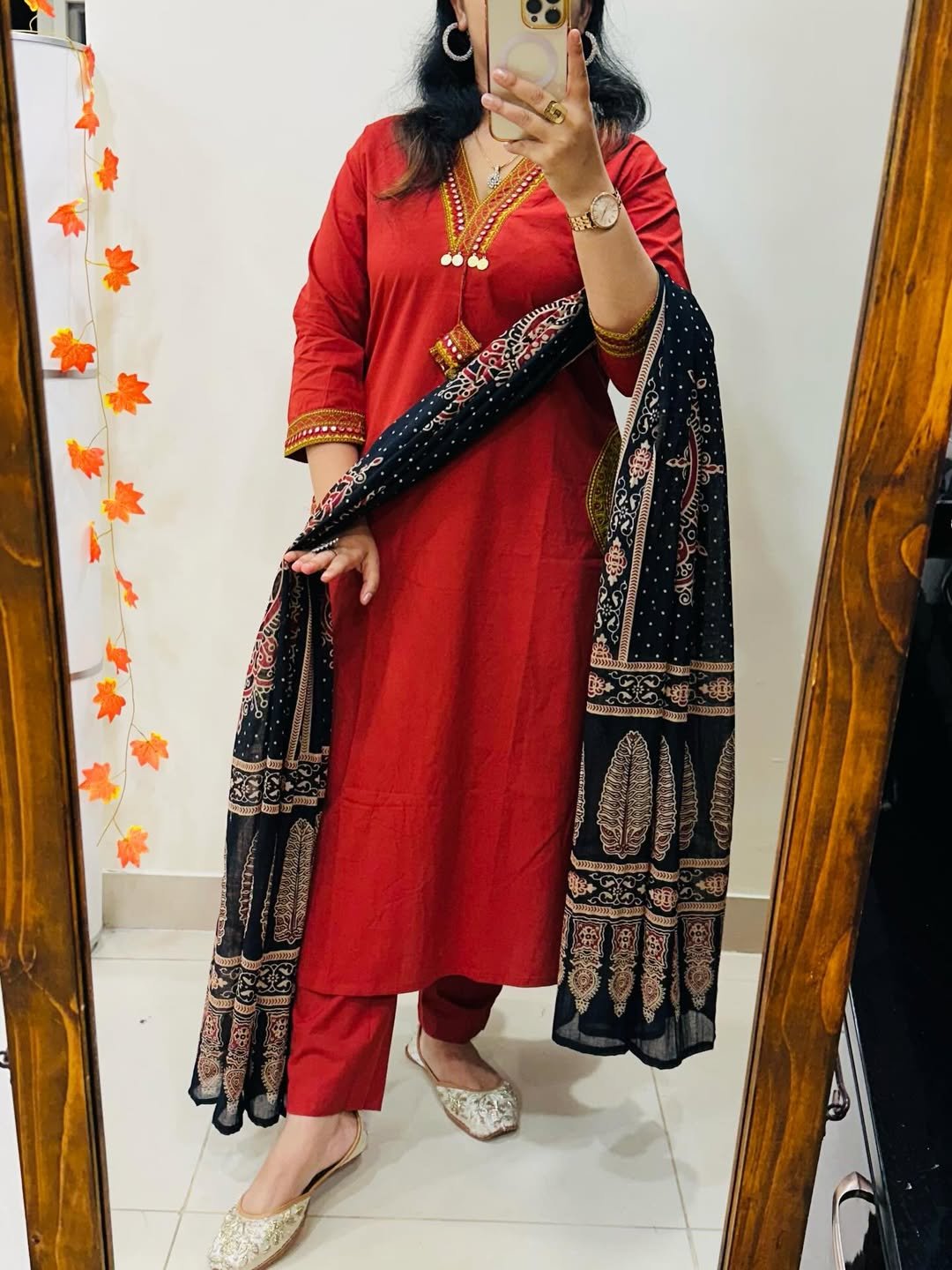 Premium Dabu Cotton A-Line Embroidered Suit